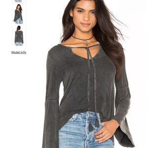 27 Miles Luxurious Bell Sleeve Top Charcoal NWT